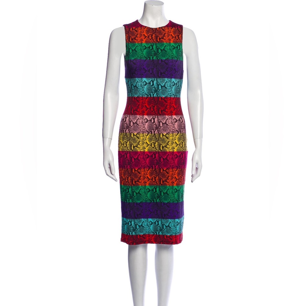 Alice and Olivia NWT Delora Rainbow Snakeskin Dress Sz 6